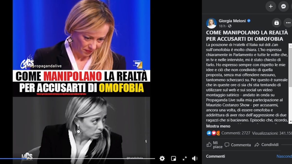 Zingari e bestemmie, Giorgia Meloni contro il grande Facebook