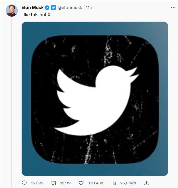 Elon Musk cambia il logo di Twitter: ora vuole una X