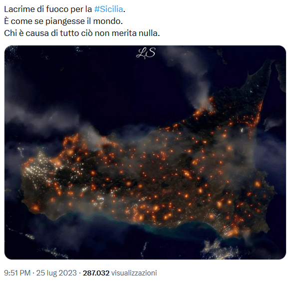 Attenzione: questa non è una foto dei roghi in Sicilia (e neppure "lacrime di fuoco")