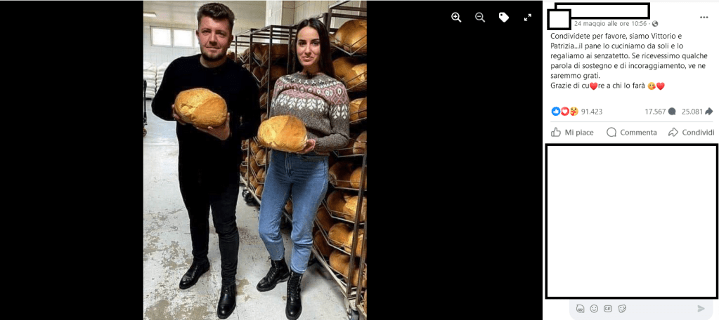 "Vittorio e Patrizia regalano il pane ai senzatetto": se solo esistessero