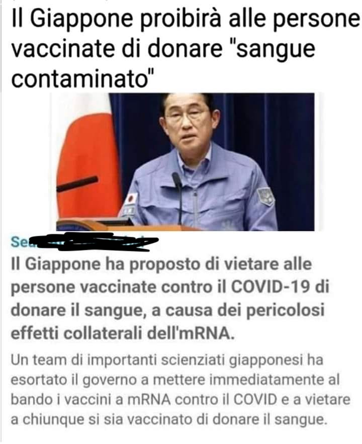 Il divieto di donazioni di sangue vaccinato in Giappone è una vecchia bufala rifritta