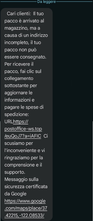 Attenti alla truffa del falso pacco in giacenza