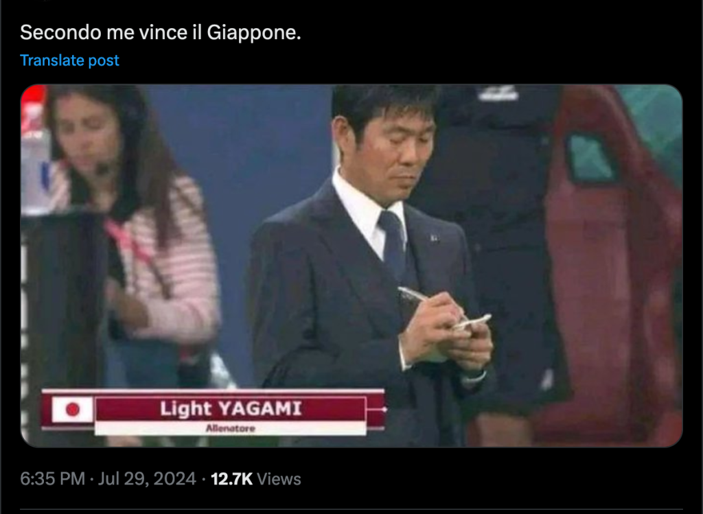 L'allenatore del Giappone Light Yagami alle Olimpiadi era solo satira