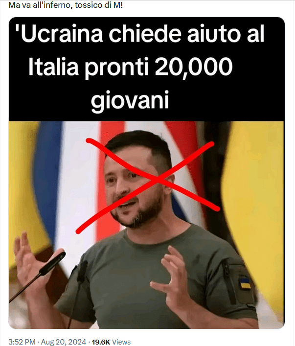 No, non è vero che l'Italia manderà 20000 giovani in Ucraina perché lo chiede Zelensky