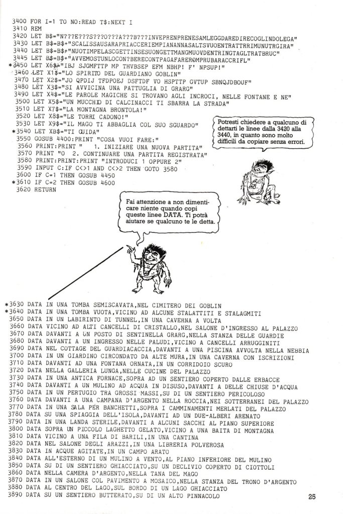 Esempio delle avventure testuali "da copiare"