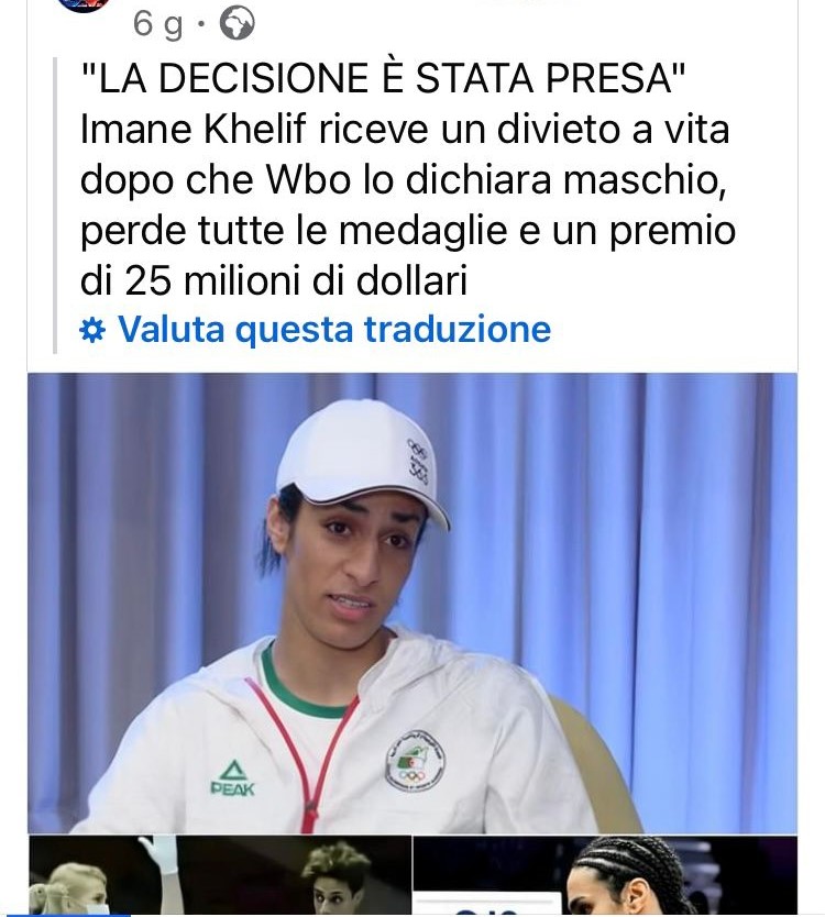 Non è vero che la WBO ha dichiarato Imane Khelif un maschio e le ha tolto un premio da 25mln di euro