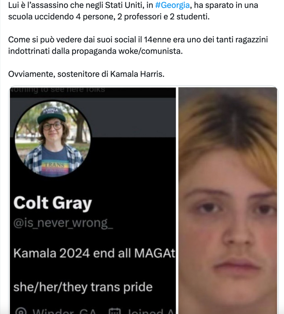 Il killer della strage in Georgia trans e seguace di Kamala Harris è la creazione di un troll