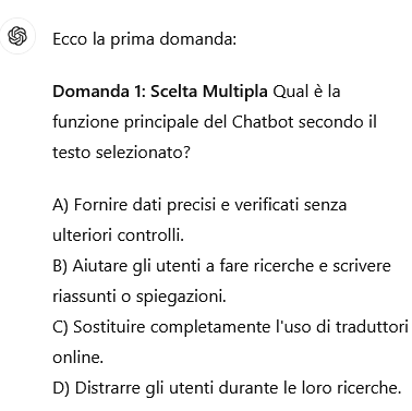 Esempio del quiz