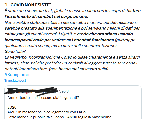 Il COVID in realtà sono nanobot iniettati nel corpo: parola (fake) di Colao