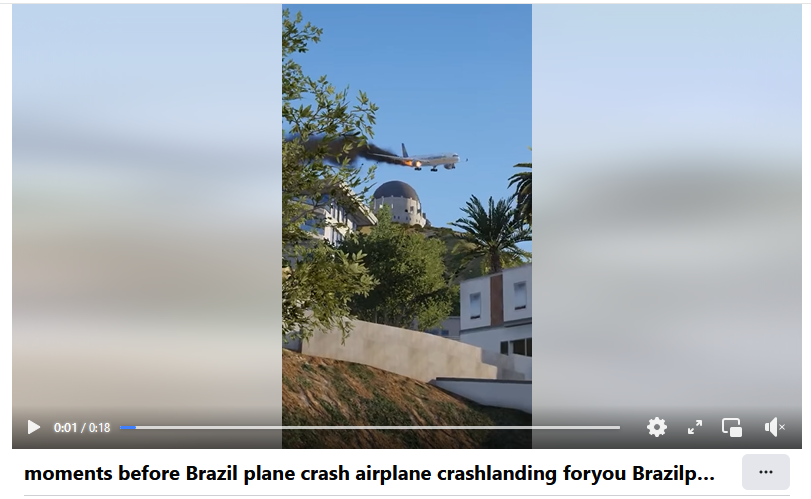 Il video dell'incidente aereo in Brasile generato con CG