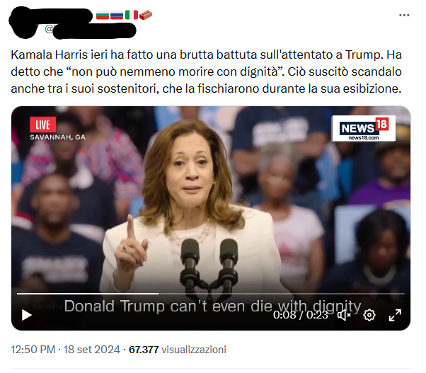 "Kamala Harris ha fatto una brutta battuta su Trump", ma era un deepfake