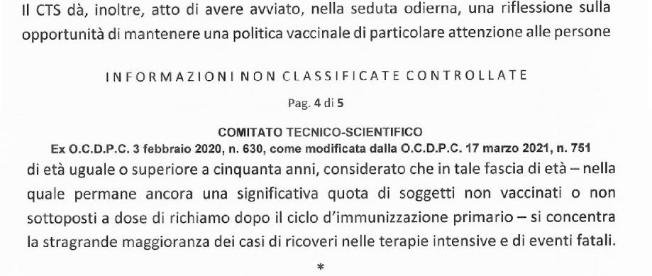 Estratto del verbale CTS del 4 Marzo 2022