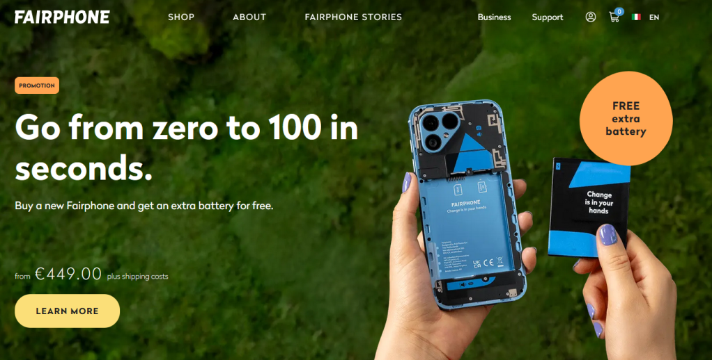 Fairphone 5, ultimo smartphone moderno con pila removibile