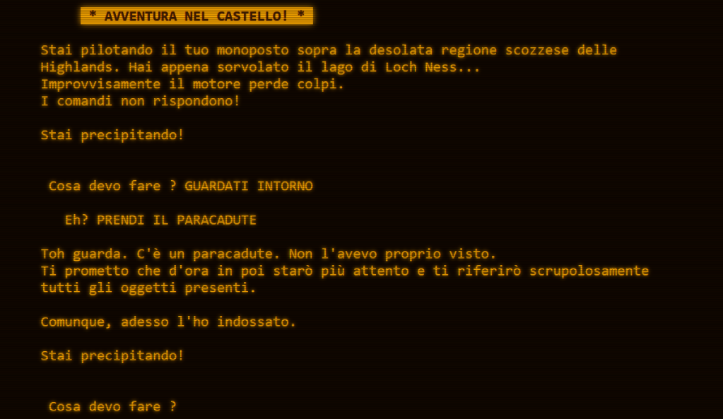 Incipit dell'Avventura nel Castello, versione JavaScript