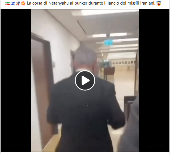 Questo video non ritrae Netanyahu che corre in un bunker durante il lancio dei missili Iraniani