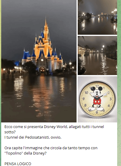 Su Telegram arrivano le foto di Disney World allagato dall'Uragano Milton, ma sono AI