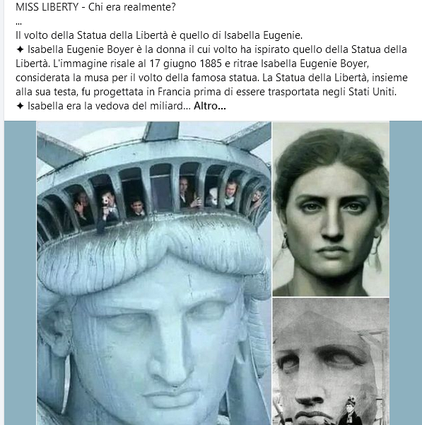 "Il vero volto della Statua della Libertà" è in realtà una creazione artistica moderna (con AI)