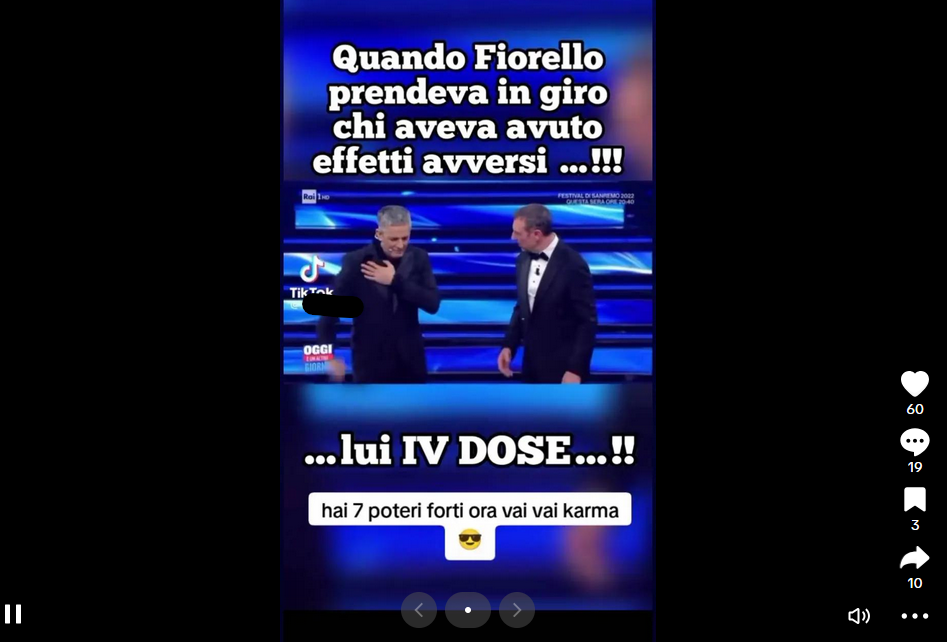 No, non hanno trovato sette masse tumorali a Fiorello vittima del vaccino