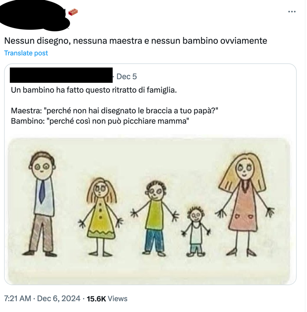 Mattonisti inventano ritratto di famiglia del bambino contro i papà: il complotto del "femminismo contro il patriarcato buono"