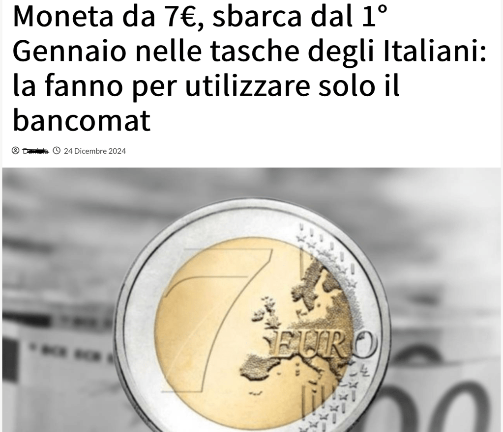 La "Moneta da 7 Euro" non c'entra niente col Bancomat