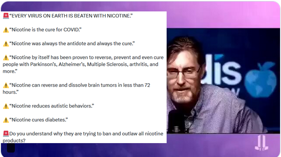 Spunta blu dichiara che la nicotina cura ogni malattia, COVID19 compreso (ed è subito 1950)