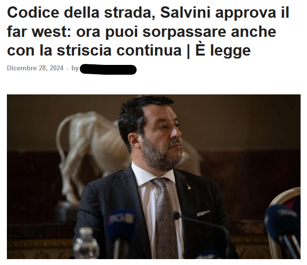 La pericolosa fake news di Salvini che rende autorizzato il sorpasso su striscia continua