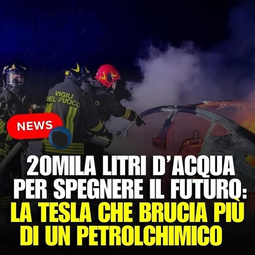 20mila litri di acqua per spegnere una Tesla in fiamme: ma non ci viene spiegato il perché