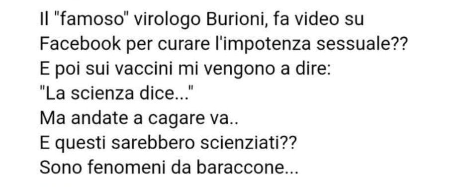 Ma è vero che Burioni vende farmaci per l'impotenza e integratori? Spoiler: no