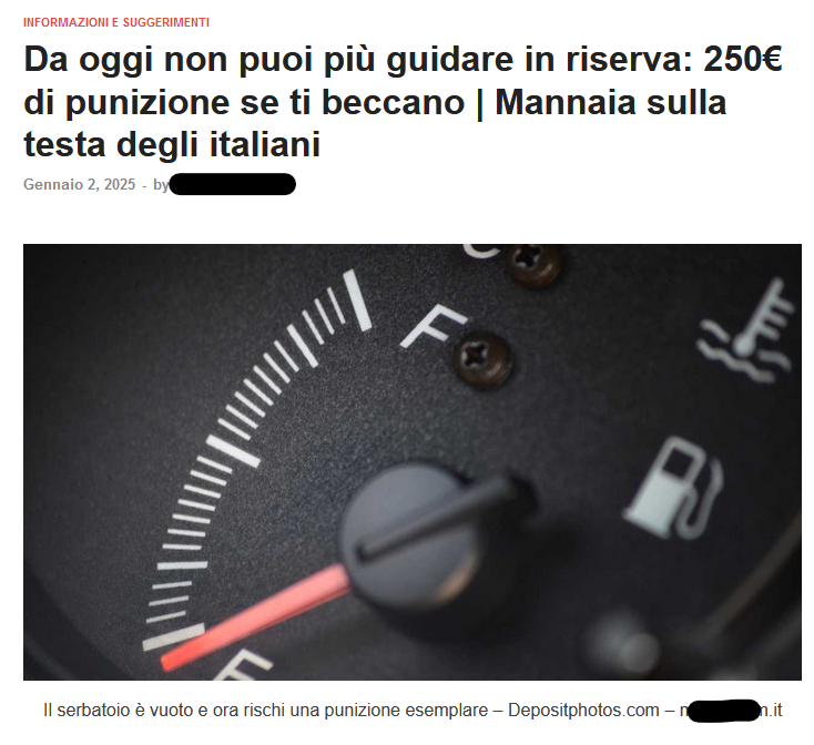 Nessuno ti chiederà "250 Euro se ti beccano in riserva"